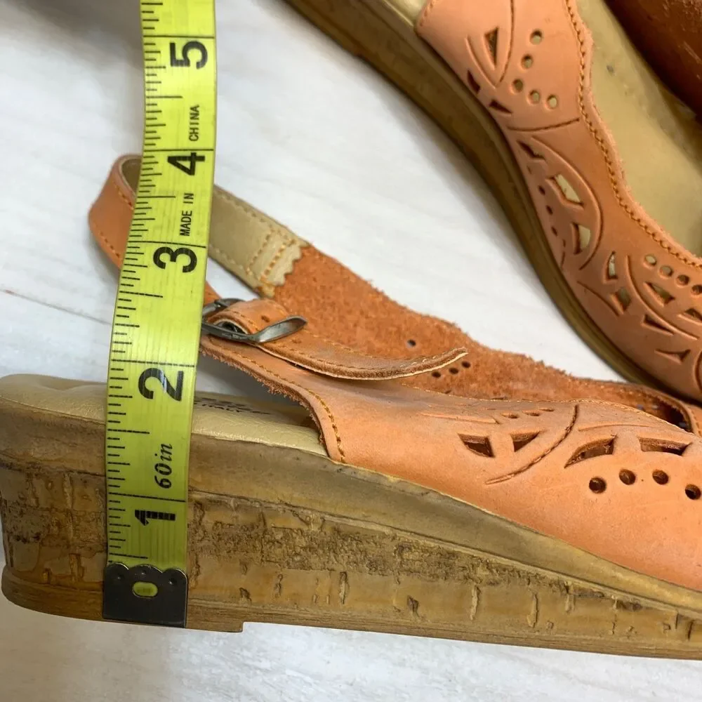 Spring Step Orella Women's‎ Sling Back Wedge Sandal Size EU 40 US 9 Peach